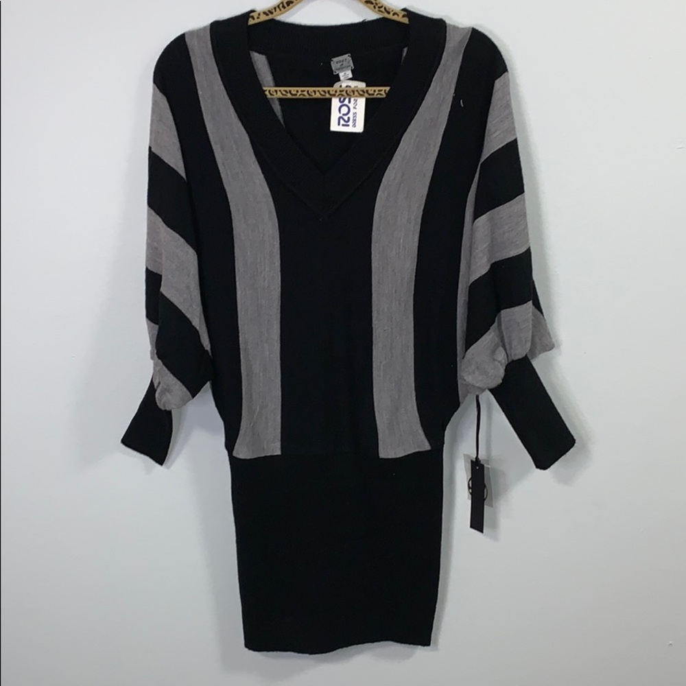 POOF Sweater Dress, black/grey, size M